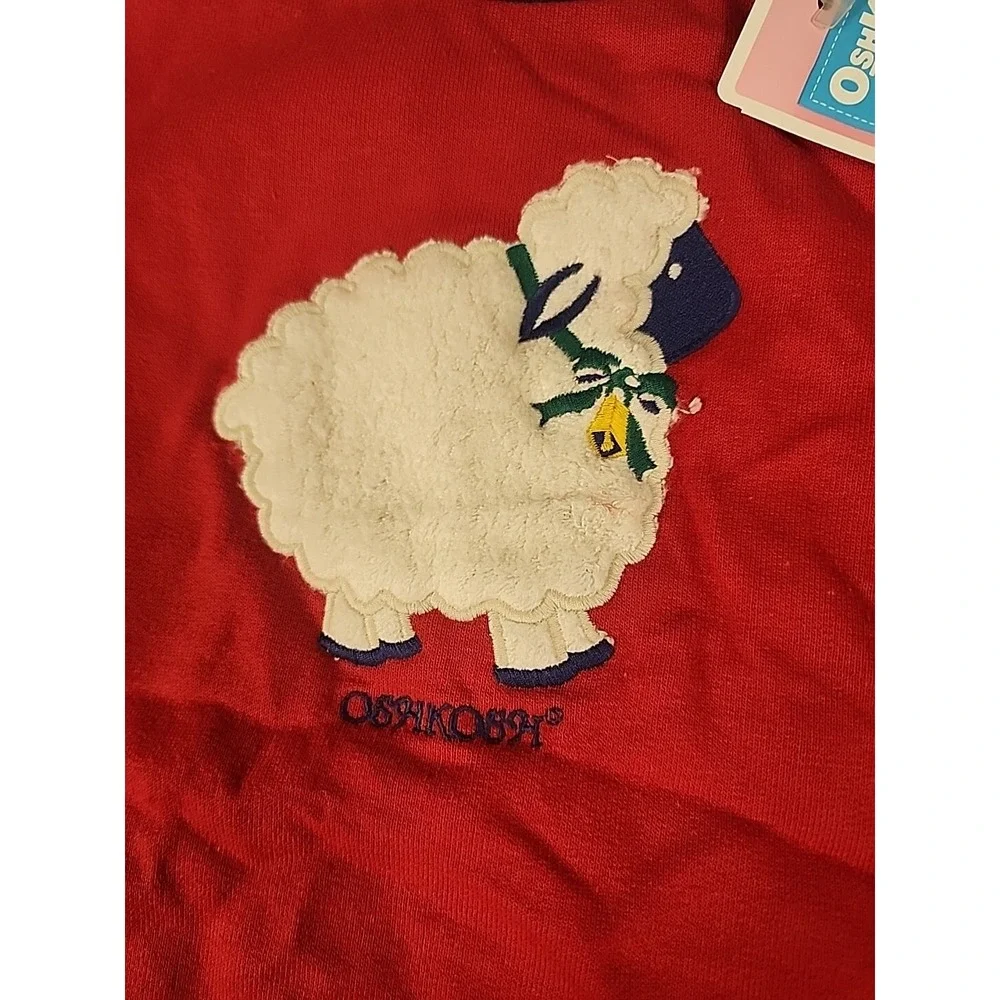 Vintage OshKosh B'gosh Red Sheep Applique Sweatshirt 4T Made in USA NWT